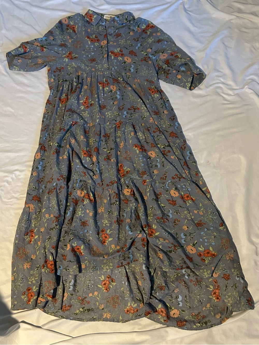 NATURAL LIFE Blue Floral Collared Button-Front Midi Dress - Picture 2 of 12
